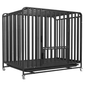 OUFA Grande cage de chenil pour chien en acier inoxydable solide Cages de caisse pour animaux de compagnie en gros