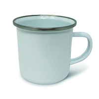 PAS de QUANTITÉ MINIMALE DE COMMANDE Prêt à Expédier 12oz De Transfert De Chaleur Émail Tasse Camping Tasse Avec Poignée Large Et Lisse Jante Pour Sublimation