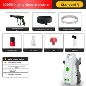 Lavadora de Autos Eléctrica de Aluminio de 1400W, Máquina de Limpieza Portátil, Pistola de <span class=keywords><strong>Agua</strong></span> de Alta Presión de 100 Bares, Monstruo Verde Pequeño - Product Image 3