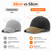 Casquette de baseball YKZG XXL beige et noire contrastée, style Dad Hat, pour grandes têtes (68 cm), couronne profonde, taille extra large, 100 % coton, casquette de soleil