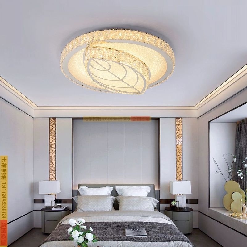 Leaf Shape Light Fixtures Ceiling Round Bedroom Crystal Ceiling Light Modern Led Ceiling Lights