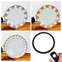30X Handheld Magnifying Glass with Rechargeable 24 LED Light Cold and Warm Light Adjustable