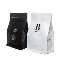 Pochette à café personnalisée marron mat écologique en aluminium et LDPE, sans valve, avec fermeture éclair, sac souple à fond plat avec impression personnalisée