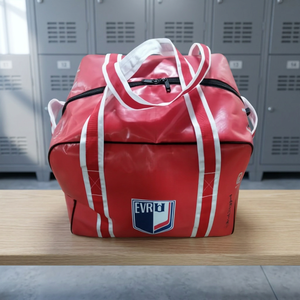 Sac de sport Prime Bags en bâche rouge avec sangles blanches, imperméable, robuste, grande capacité, fermeture éclair, pour équipement sportif - Product Image 2