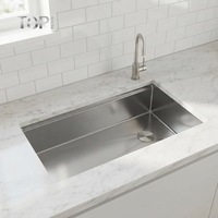 Évier de cuisine multifonctionnel fait main en acier inoxydable 304 brossé à poser sous plan, style ferme, avec poste de travail et cuve unique