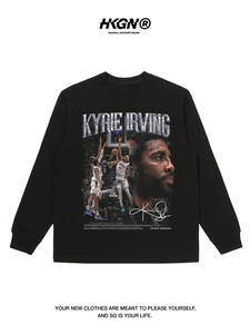 Camiseta de Manga Larga Estilo Americano HKGN de la Colección Irving, Negra, 100% Algodón, <span class=keywords><strong>Vintage</strong></span>, Estilo Urbano, Casual, Unisex - Product Image 5