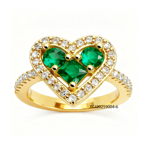 Anillo de Bisutería de Latón Chapado en Oro, Aleación de Cobre, Zirconia Verde, Anillos de Joyería de Moda para Mujer, Oro Laminado, Venta al <span class=keywords><strong>por</strong></span> <span class=keywords><strong>Mayor</strong></span> - Product Image 2
