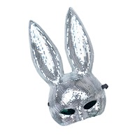 YISUGAR mignon lapin étincelant Costume masque Disco miroir PVC et soie Animal masque pour la fête