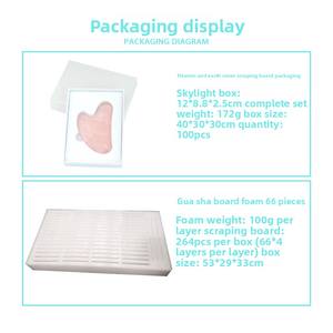Tabla de Gua Sha de Jade Natural para Comercio Exterior, Masajeador Facial de Cuarzo Rosa en Forma de Corazón y Pluma, GS_F01 - Product Image 4
