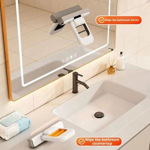 Mini Foldable Desktop <b>Mop</b> Portable Self-Squeeze Short <b>Mop</b> Push-Pull to Squeeze and Rinse Wet/Dry <b>Cleaning</b> for Kitchen Bathroom - Product Image 3