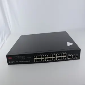 Yeni tasarım kablolu LAN Hub Fiber 4 Sfp endüstriyel Ethernet Poe anahtarı 24 Port