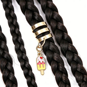 Anel de Metal para Trança com Pingente de Esmalte Macio, Estilo Feminino e Delicado, Acessório para Cabelo Dreadlock e Tranças, Decoração para Penteados Diários e de Festa, Presente - Product Image 3