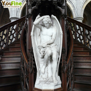Sculpture d'ange Lucifer en marbre, décoration religieuse chrétienne pour hall - Product Image 5