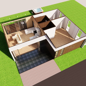 Cabaña Prefabricada Escandinava de Concepto Abierto, Villa Familiar Prefabricada de Lujo, Cabaña Modular en Forma de L con <span class=keywords><strong>Jacuzzi</strong></span> - Product Image 5