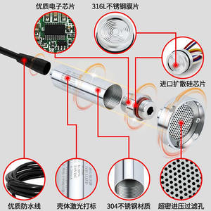 เซ็นเซอร์วัดระดับของเหลว 0-3M 4-20mA ชนิดแรงดันคงที่ หัววัดถังน้ำสแตนเลส - Product Image 3