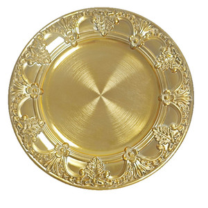 Assiettes de présentation dorées à motifs floraux, style rétro européen, durables et résistantes à la chaleur, 13 pouces, pour la décoration de table de mariage ou de dîner - Product Image 6