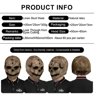 Masque de crâne en toile de jute intégral en latex Glojoy, accessoire de costume effrayant pour fête d'Halloween pour adultes - Product Image 4