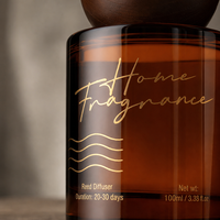 Diffuseur de parfum en verre ambré de 100 ml avec couvercle en bois, ensemble diffuseur d'arômes relaxants pour la décoration de la maison, mariage, anniversaire, cadeau de fête, studio de yoga