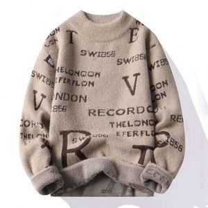 Winter Custom Logo Oem Jacquard Knitwear Men Clothes Men <b>Pullover</b> <b>Sweater</b> Crew Neck Cotton Standard Knitted 100% Cotton - Product Image 1