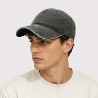 Topi Baseball 6 Panel Unisex Vintage Katun Custom Bordir Logo, Dapat Disesuaikan, Model Dad Hat, Efek Distressed, Polos, Untuk Olahraga