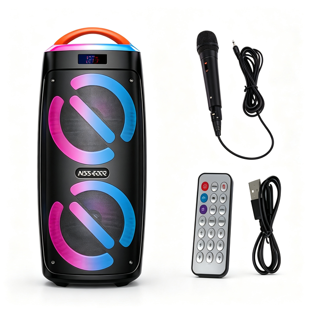 2026 New ABS-6202 Colorful Karaoke BT Speaker True Stereo Outdoor Home Party KTV Audio System