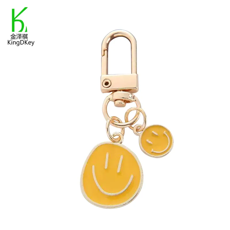 LLavero de Metal con forma de cara sonriente, llavero de Metal con diseño de cara feliz, colorido, accesorios para llaves