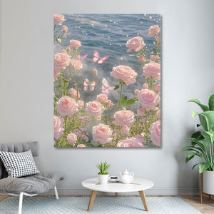 Kit <span class=keywords><strong>de</strong></span> <span class=keywords><strong>peinture</strong></span> par numéros personnalisable 40*50cm, <span class=keywords><strong>bouquet</strong></span> <span class=keywords><strong>rose</strong></span> au bord <span class=keywords><strong>de</strong></span> la mer, thème floral, <span class=keywords><strong>peinture</strong></span> par numéros pour adultes et décoration intérieure - Product Image 2