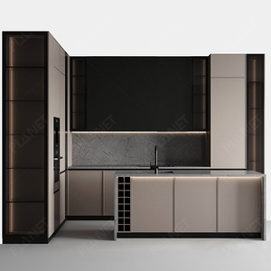 MDF Nhỏ Gọn Sang Trọng Gói Phẳng Thương Mại Được Trang Bị Kệ Cao Hiện Đại Nhà Bếp Lưu Trữ Nội Các Phòng Đựng Thức Ăn Nhà Bếp Thiết Lập Đơn Vị Cho Nhà Bếp - Product Image 1