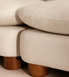 Di lusso due posti divano Chesterfield stile francese comodo <span class=keywords><strong>bianco</strong></span> di pino riciclato tessuto PU minimalista per soggiorno appartamento - Product Image 4