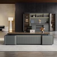 Meja Eksekutif MDF Modern Berkualitas Tinggi Mewah Ergonomis Furnitur Kantor Kayu Tahan Lama Ramah Lingkungan Mudah Dirakit Villa