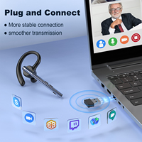 New Bee Factory Design Auriculares manos libres para teléfono celular y computadora Auriculares Bluetooth con gancho para la oreja con dongle USB