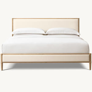 Cama Plataforma Rhoohill Personalizada Estilo Americano em Carvalho Maciço com Design Francês Campestre em Linho para Quarto Principal - Product Image 5