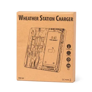 Stazione meteorologica con caricabatterie wireless, gadget ecologici - Product Image 1