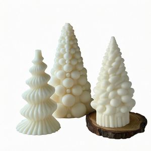 White Scented Assorted Xmas <b>Tree</b> Shape Aromatherapy <b>Candle</b> Holiday Atmosphere Table Decor <b>Christmas</b> Gift - Product Image 1