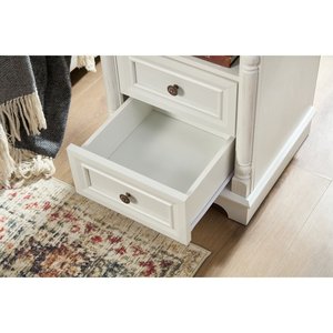 Farmhouse Style 2 Drawer Sofa <b>Side</b> <b>Table</b> With Charging Pedestal <b>Tall</b> Rustic Wood Square Nightstand Wooden Base Roman - Product Image 6