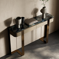 Pierre frittée italienne Tables console en acier inoxydable doré Armoires de luxe en marbre Meubles de salon pour couloir