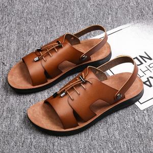 ग्रीष्मकालीन इतालवी हस्तनिर्मित चमड़े के सैंडल सुपर फाइबर चप्पल पहनने वाले पुरुषों के लिए प्रतिरोधी गैर-स्लिप सोल्स आउटडोर आकस्मिक जूते - Product Image 6