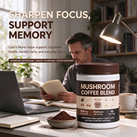 Mélange de café aux champignons en poudre OEM avec Lion's Mane, Chaga, Reishi, Cordyceps pour la concentration, l'énergie, le soutien immunitaire et le bien-être quotidien