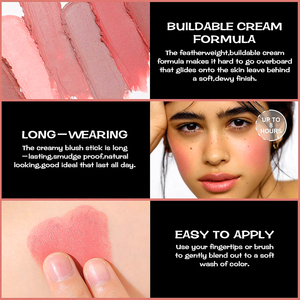 Colorete de mejillas, colorete pigmentado, Etiqueta Privada, cosméticos a prueba de agua, rubor en <span class=keywords><strong>crema</strong></span> vegana, rubor - Product Image 6