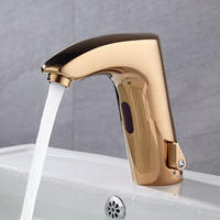Robinet d'eau à capteur automatique en laiton doré poli mitigeurs de lavabo électrique pour salle de bain huilé école hôpital salon
