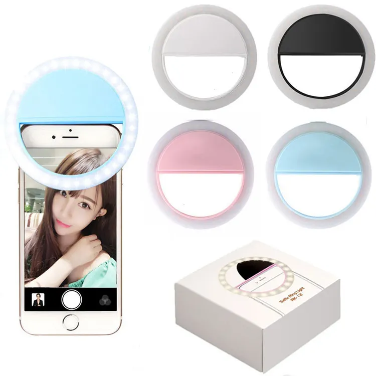 Epsilon portátil recargable de 3 niveles de brillo maquillaje teléfono móvil Led Selfie anillo de luz para teléfono otra luz de teléfono móvil