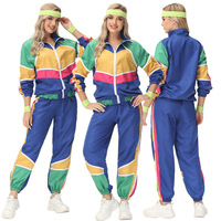 Costume d'Halloween rétro Disco Party 70s 80s Rock Hip-Hop Survêtement Professionnel 80S Vintage Dance Jogging Suit