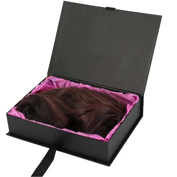 Kotak hadiah kardus kotak kemasan logo cetak kustom kotak wig ekstensi rambut kualitas tinggi