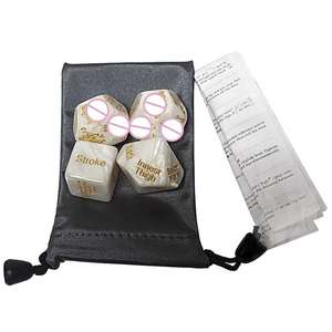Lote pequeño, venta al por mayor, Juguetes sexuales de mármol blanco y negro poliédricos, juego de dados acrílicos de <span class=keywords><strong>5</strong></span> uds con bolsa en paquete, caja negra - Product Image 3