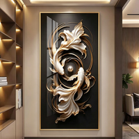 Décoration murale de grande taille en porcelaine HD effet cristal brillant, motif carpe 3D Koi Fashion pour hôtels, bureaux, maisons et décoration de chambres