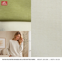 Tissu en viscose côtelé rayé délavé au sable, maille scuba 280 g/m² en rayonne, polyester et élasthanne pour chemisiers, jupes, vêtements de détente et uniformes