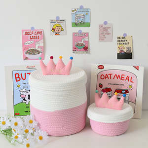 Pink Crown Storage <b>Basket</b> Round Large Capacity Durable Clothing Organizer Laundry <b>Basket</b> - Product Image 3