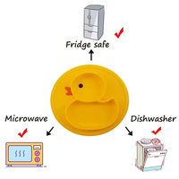 Assiette à ventouse pour bébé réutilisable, design mignon de canard personnalisé, sans BPA, en silicone de qualité alimentaire, écologique, lavable au lave-vaisselle, pour enfants