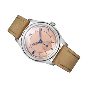 Montre mécanique automatique pour homme Fashion <span class=keywords><strong>Parnis</strong></span> 38 mm, boîtier argenté, bracelet en cuir 20 mm, bracelet en métal, étanche 5 bars - Product Image 1