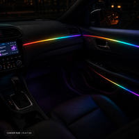 Kit de Luces Ambientales para Auto Trontech Dual Zone 6 en 1, Luces LED RGB CHASER para Interiores, Control por Aplicación, Sincronización con Música, Universal, 12V 8W